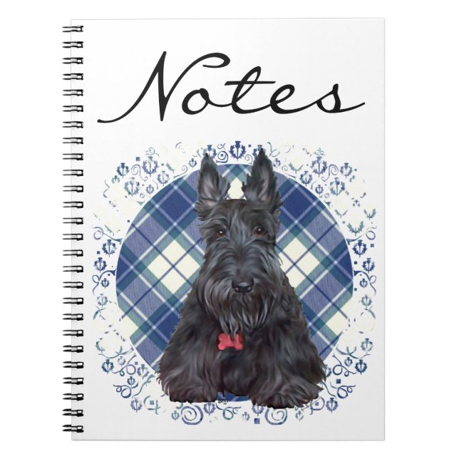 Caderno Espiral Terrier escocês no Tartan (Frente)