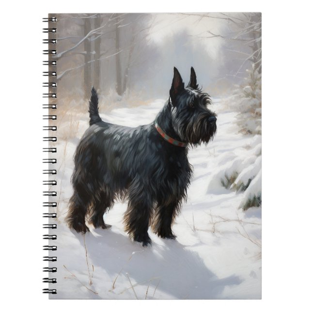 Caderno Espiral Terrier escocês que deixe nevar o Natal (Frente)