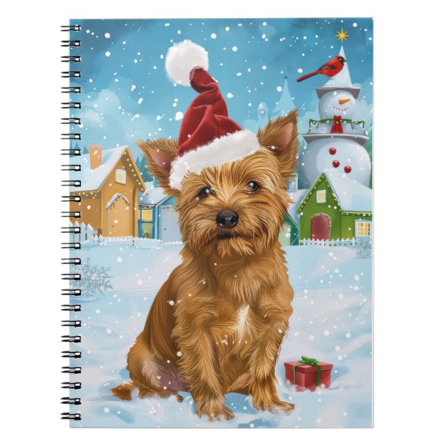 Caderno Espiral Terrier Winter Wonderland Natal australiano (Frente)
