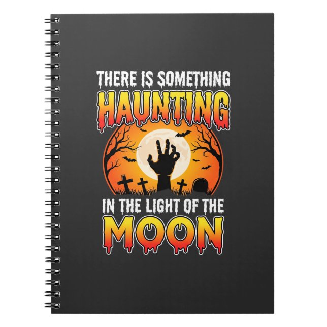 Caderno Espiral Terror de Cemitério da Lua Assombrada de Halloween (Frente)