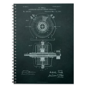 Caderno Espiral Tesla AC Motor Blueprint