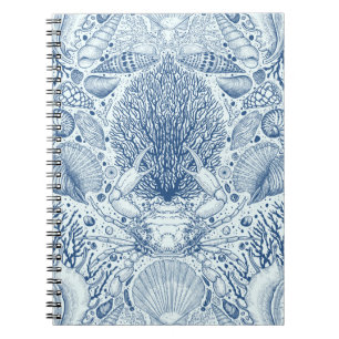 Caderno Espiral Tesouros de praia em azul