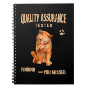 Caderno Espiral Testador de QA Humor de Gato
