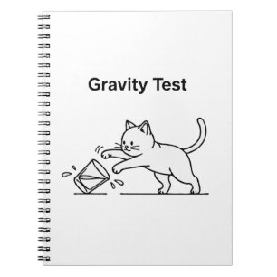 Caderno Espiral Teste da Gravidade do Gato Engraçado Humor de Ga