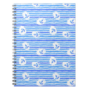 Caderno Espiral Teste padrão 1 da âncora da aguarela