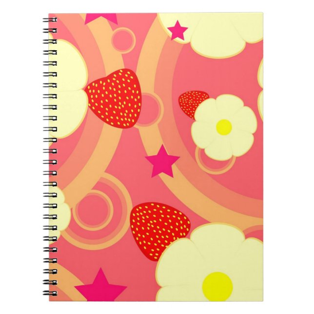 Caderno Espiral Teste padrão 2 da morango (Frente)