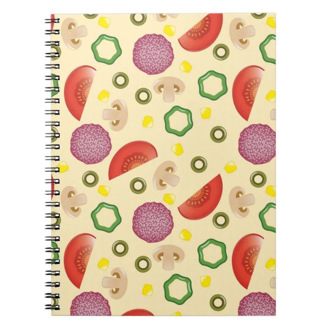 Caderno Espiral Teste padrão 2 da pizza (Frente)