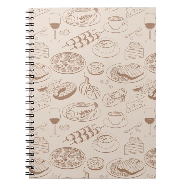 Caderno Espiral Teste padrão 3 da comida (Frente)