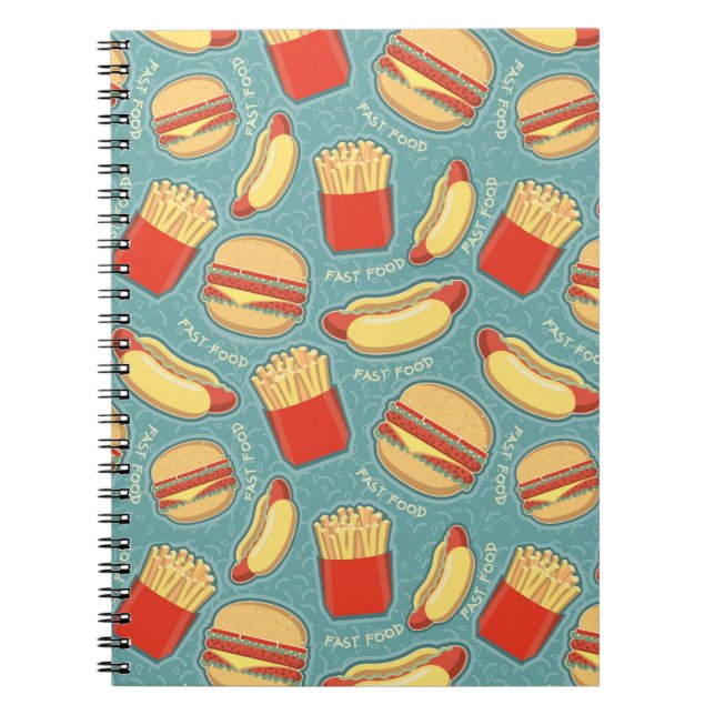 Caderno Espiral Teste padrão 3 do fast food (Frente)