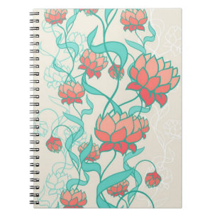 Caderno Espiral Teste padrão abstrato de Lotus