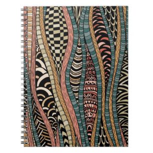 Caderno Espiral Teste padrão abstrato no estilo étnico