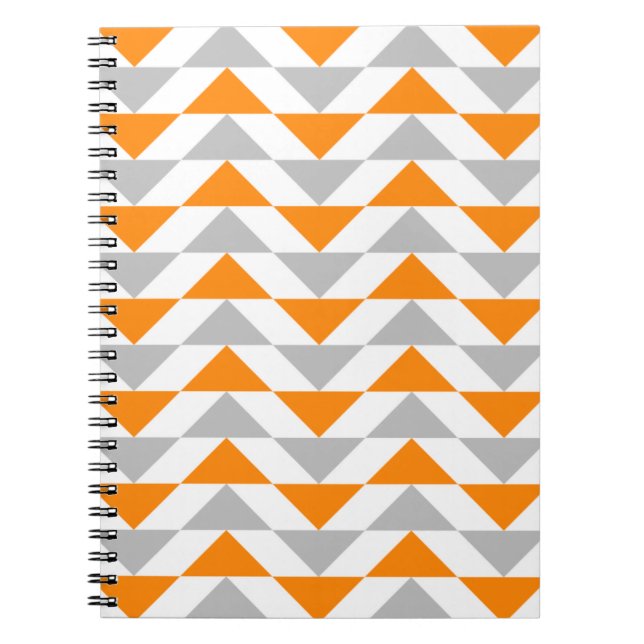 Caderno Espiral Teste padrão alaranjado do branco cinzento dos (Frente)