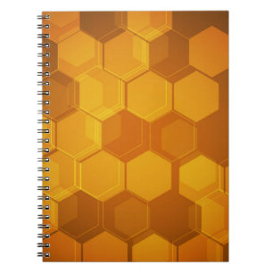 Caderno Espiral Teste padrão alaranjado do hexágono do favo de mel