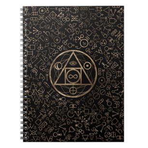 Caderno Espiral Teste padrão alquímico 2 do símbolo de pedra do