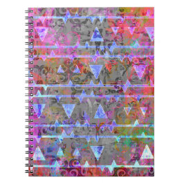Caderno Espiral Teste padrão asteca bonito do símbolo do triângulo