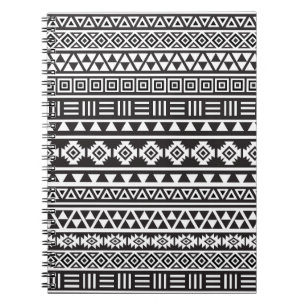 Caderno Espiral Teste padrão asteca do estilo - Monochrome
