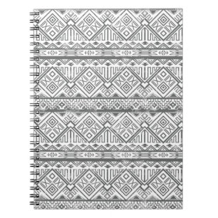 Caderno Espiral Teste padrão asteca geométrico abstrato 2