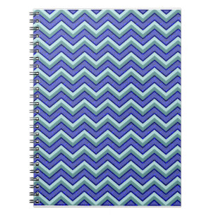 Caderno Espiral Teste padrão azul de Chevron da safira