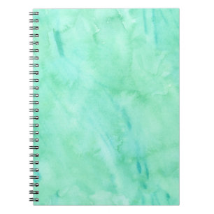 Caderno Espiral Teste padrão azul verde da textura da aguarela da