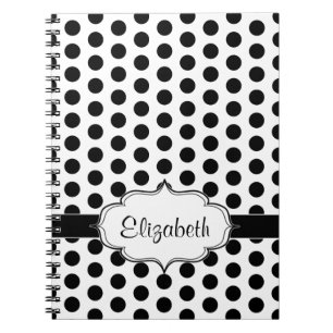 Caderno Espiral Teste padrão básico das bolinhas preto e branco