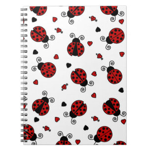 Caderno Espiral Teste padrão bonito do joaninha e dos corações