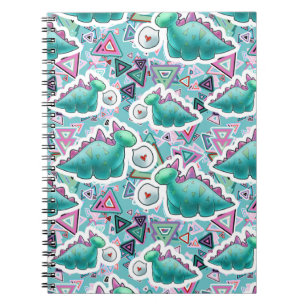Caderno Espiral Teste padrão bonito dos dinossauros do bebê