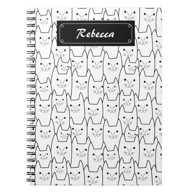Caderno Espiral Teste padrão bonito dos gatos (Frente)