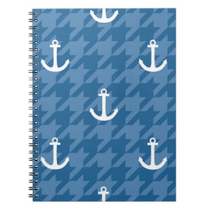Caderno Espiral Teste padrão branco da âncora