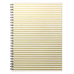 Caderno Espiral Teste padrão branco das listras da folha Dourado