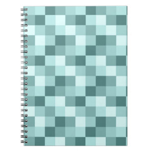 Caderno Espiral Teste padrão Checkered monocromático azul da