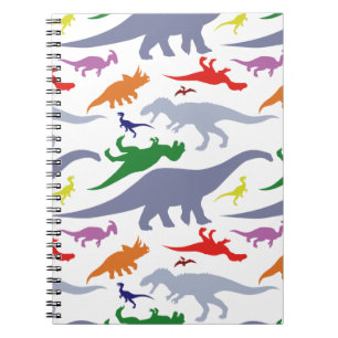 Caderno Espiral Teste padrão colorido do dinossauro (luz)