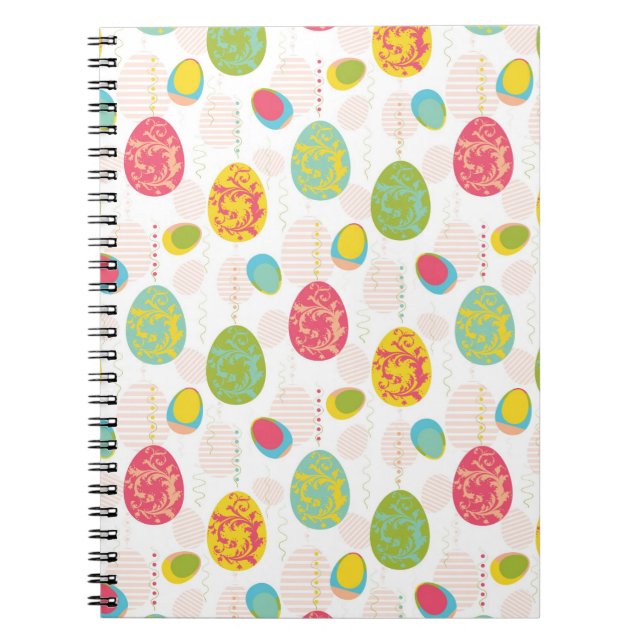 Caderno Espiral Teste padrão colorido dos ovos da páscoa (Frente)