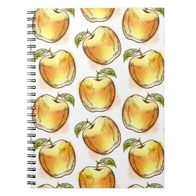 Caderno Espiral Teste padrão com maçã amarela (Frente)