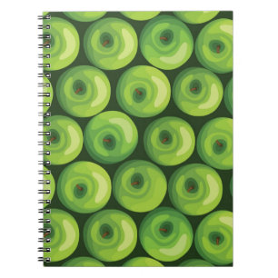 Caderno Espiral Teste padrão com maçãs verdes