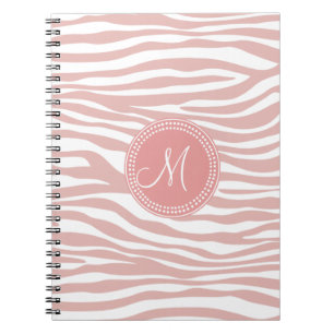 Caderno Espiral Teste padrão cor-de-rosa & branco da zebra
