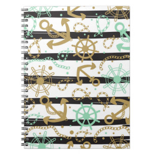 Caderno Espiral Teste padrão da âncora de mar