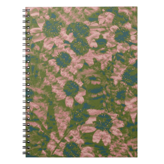 Caderno Espiral Teste padrão da camuflagem da flor (Frente)