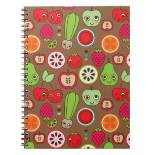 Caderno Espiral Teste padrão da cozinha da fruta