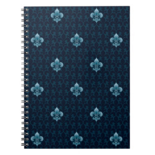 Caderno Espiral Teste padrão da flor de lis