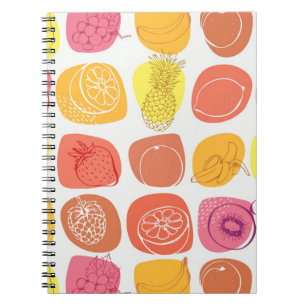 Caderno Espiral Teste padrão da fruta