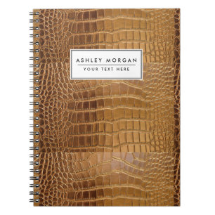 Caderno Espiral Teste padrão da pele animal do couro do crocodilo