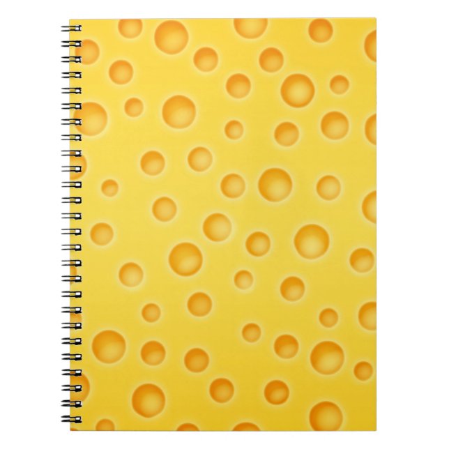 Caderno Espiral Teste padrão da textura de Cheezy do queijo suíço (Frente)