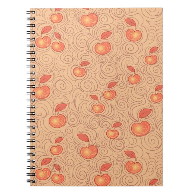 Caderno Espiral Teste padrão das maçãs (Frente)