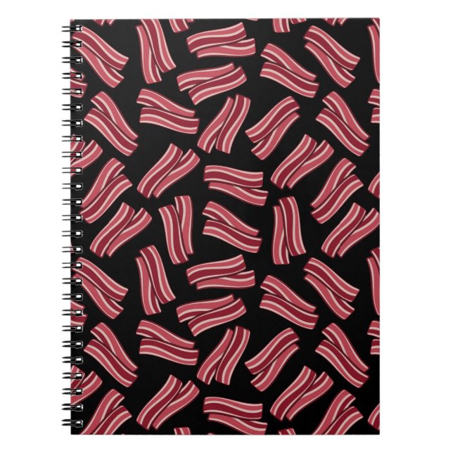 Caderno Espiral Teste padrão das tiras de bacon (Frente)