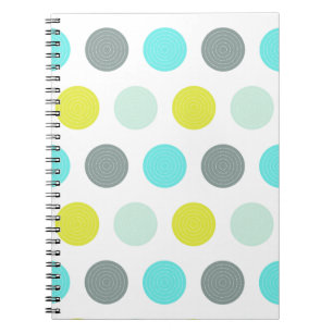 Caderno Espiral Teste padrão de bolinhas amarelo azul da hortelã