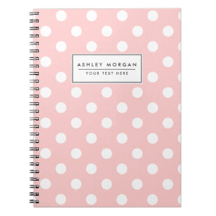 Caderno Espiral Teste padrão de bolinhas cor-de-rosa e branco