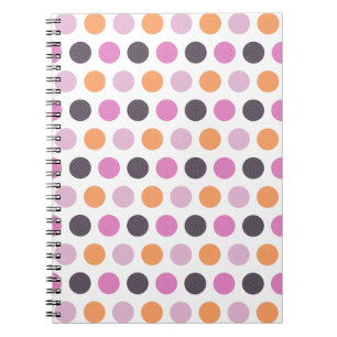 Caderno Espiral Teste padrão de bolinhas cor-de-rosa roxo