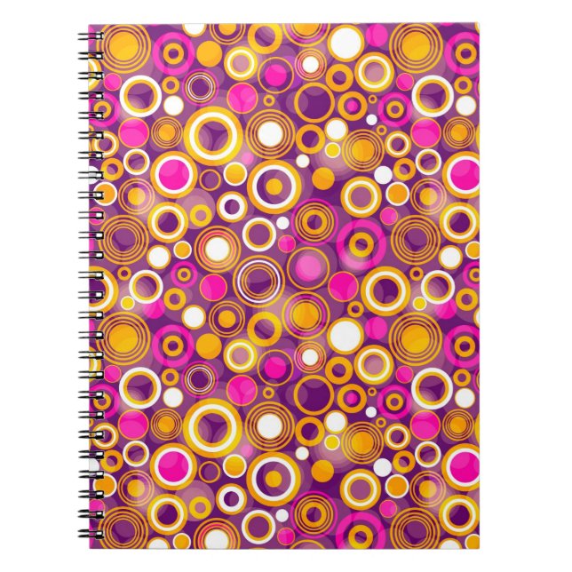 Caderno Espiral Teste padrão de bolinhas violeta (Frente)