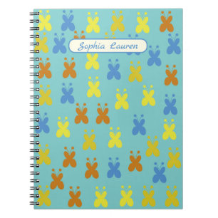 Caderno Espiral Teste padrão de borboletas personalizado