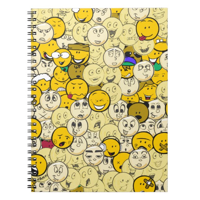 Caderno Espiral Teste padrão de Emoji (Frente)